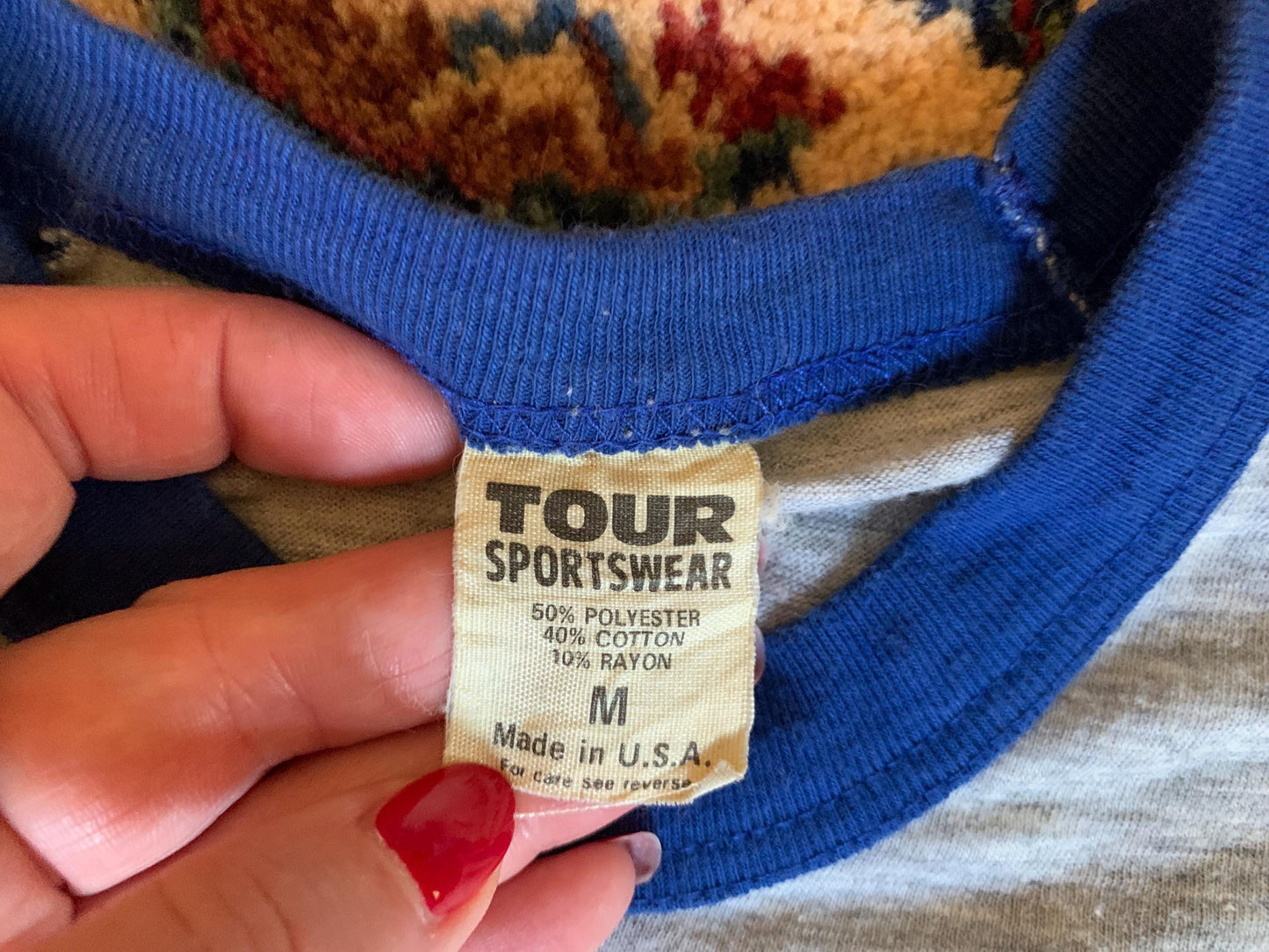 Journey Raised On Radio 1986 World Tour, Concert T-shirt, 1986 Rock T-shirts, 1980's baseball style Blue and Gray Raglan