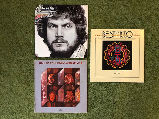 Bachman Turner Overdrive Record Set of Three Albums: Best Of B.T.O. (So Far), Overdrive II, Head On, All Original Pressings from the 1970's