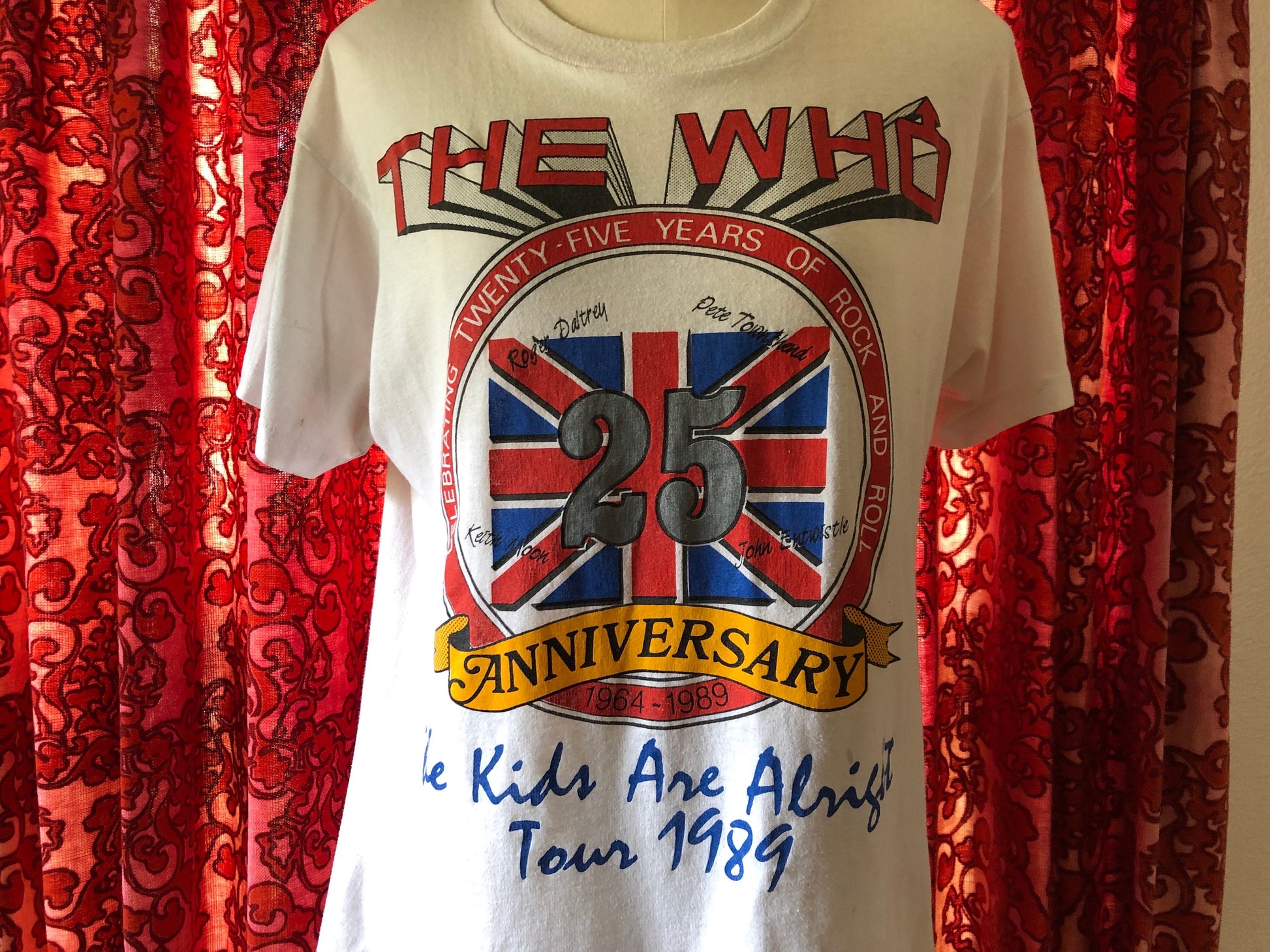 The Who • The Kids Alright 25th Anniversary Tour • Original 1989 Vintage Concert T-shirt Large• Pete Townshend • Roger Daltrey • Keith Moon