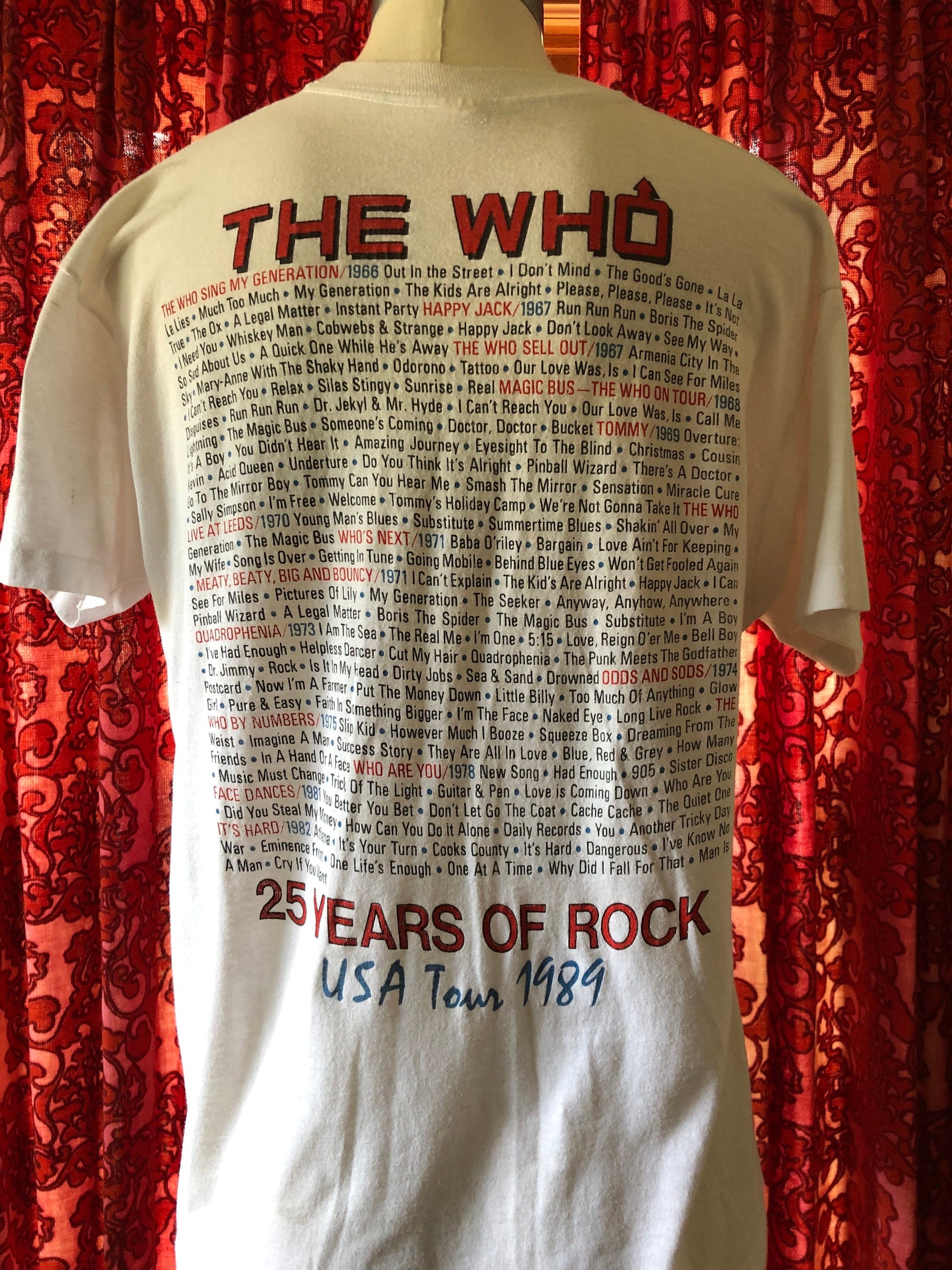 The Who • The Kids Alright 25th Anniversary Tour • Original 1989 Vintage Concert T-shirt Large• Pete Townshend • Roger Daltrey • Keith Moon