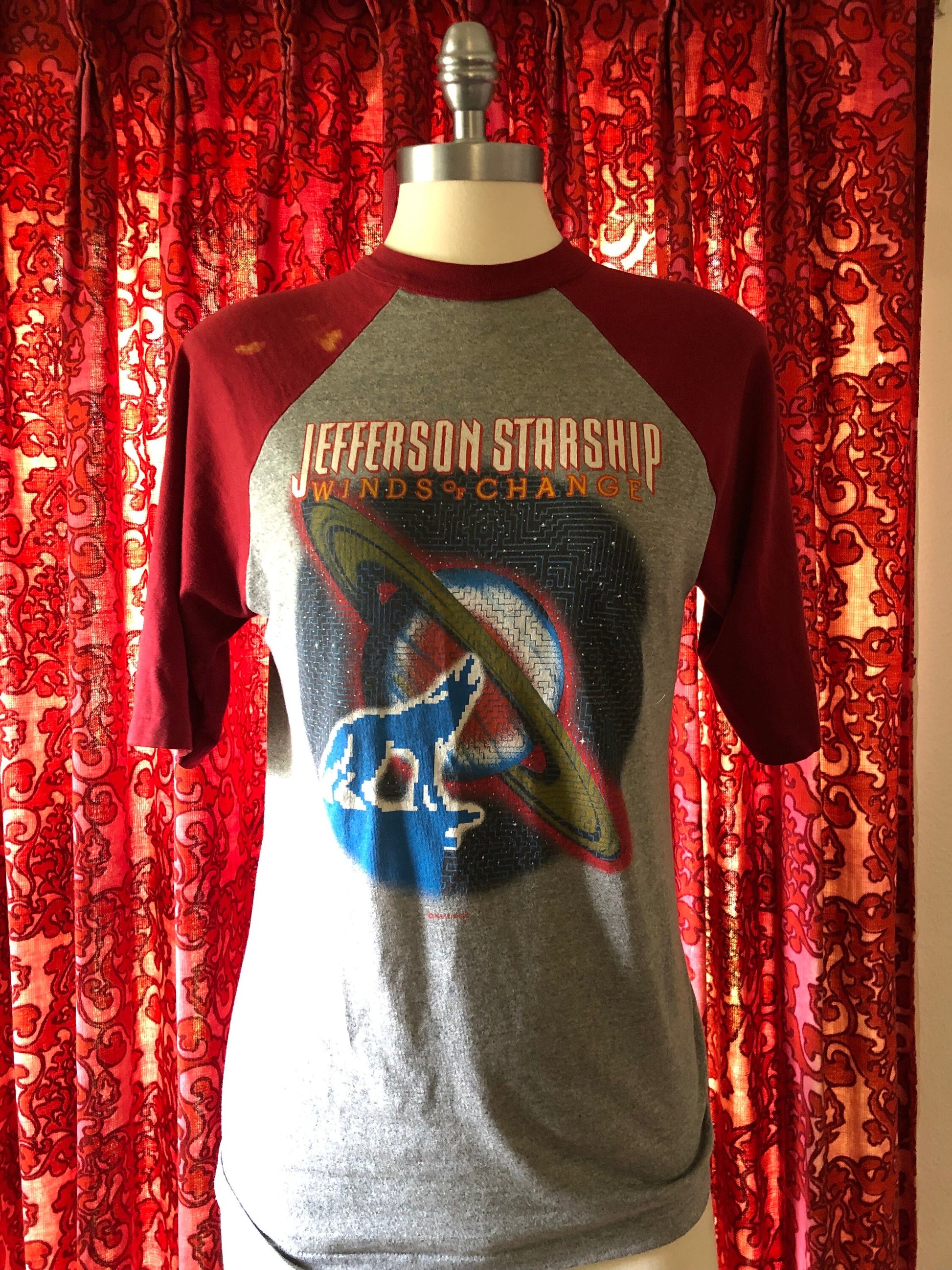 1982 Vintage Jefferson Starship • Winds of Change • Concert Tee Shirt • Authentic • Rare Jefferson Statship Raglan • Single Stitch Band Tees