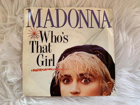 Madonna Who's That Girl, White Heat Sire 7-28341 45 RPM 7" Records 1980's Madonna Singles Vintage Vinyl Records