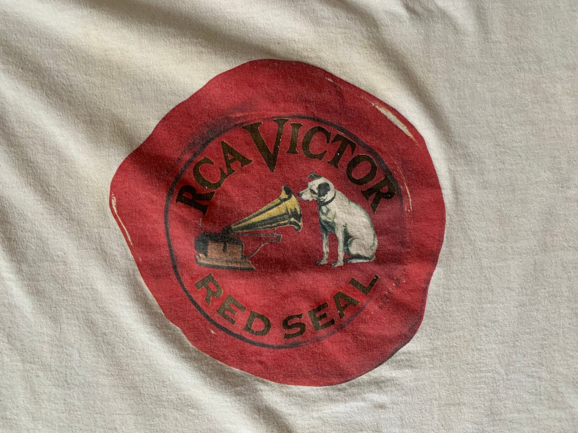 1990's RCA Victor Red Seal T-Shirt, The First Name in Classical Music, Raised Lettering, Size Large, Made in USA, 100% cotton