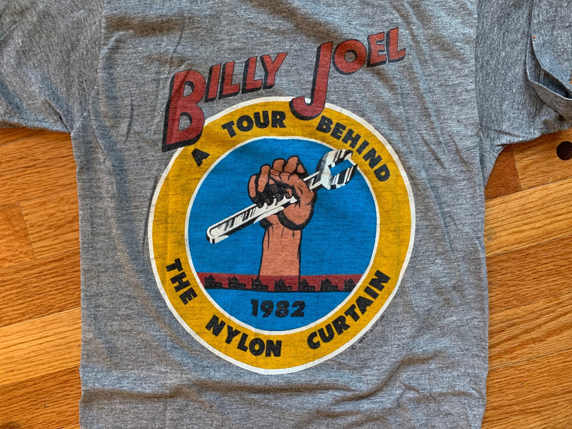 Billy Joel 1982 The Nylon Curtain, Concert T-Shirt, Concert Tee Shirt, Souvenir, A Tour Behind the Nylon Curtain, Made in USA, Size Medium