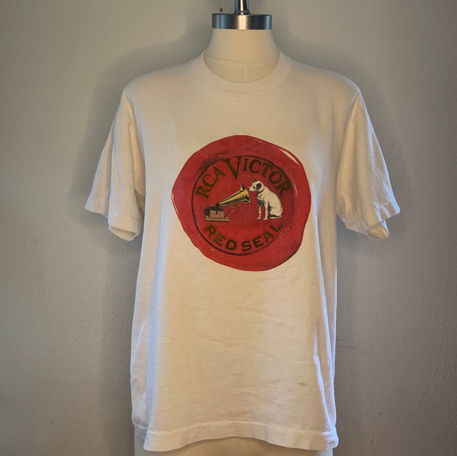 1990's RCA Victor Red Seal T-Shirt, The First Name in Classical Music, Raised Lettering, Size Large, Made in USA, 100% cotton