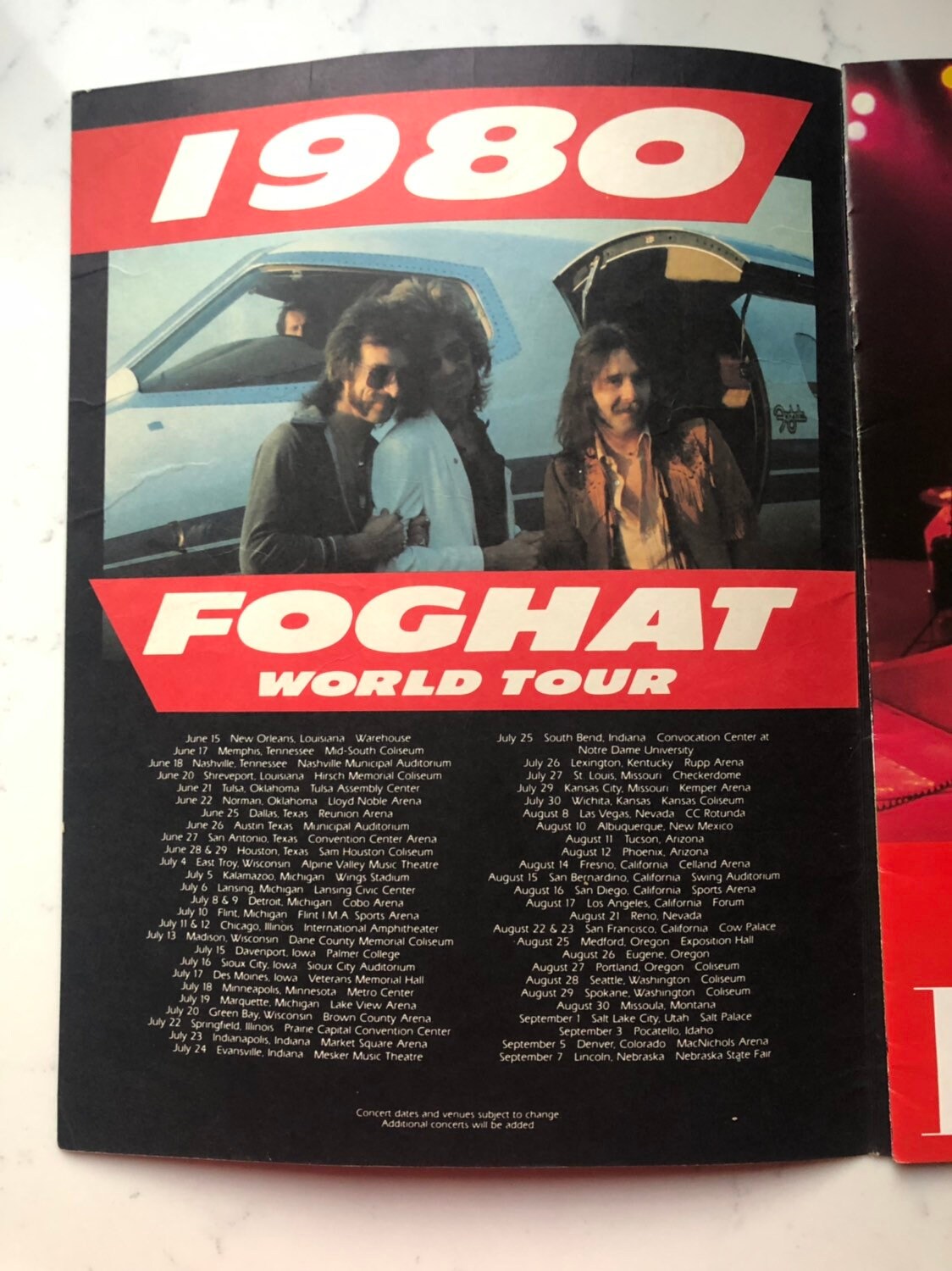 Old Concert Program Foghat Live in Concert Vintage Concert Program 1980 Foghat World Tour ...