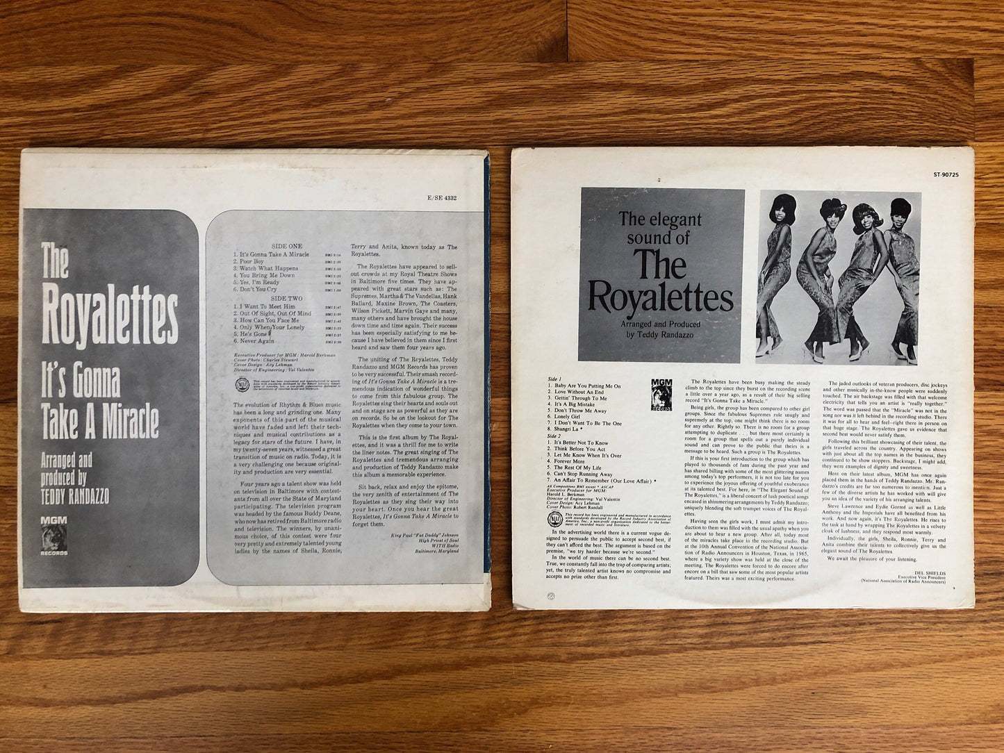 The Elegant Sound of The Royalettes by Teddy Randazzo Vintage Vinyl Records and  It's Gonna Take A Miracle Royalettes Record Bundle