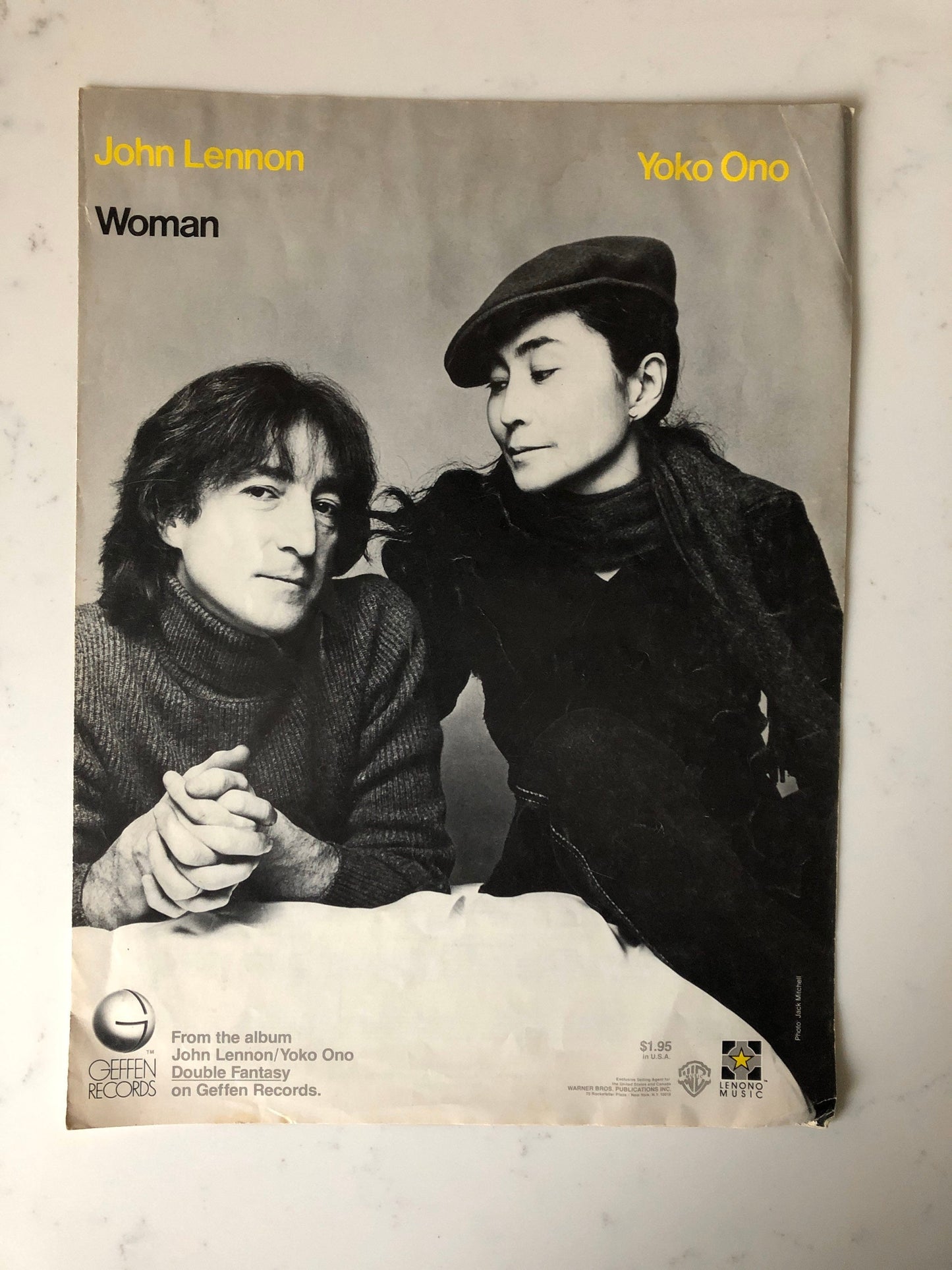 John Lennon | Yoko Ono | Woman | Vintage Sheet Music | Geffen records | Double Fantasy 1980