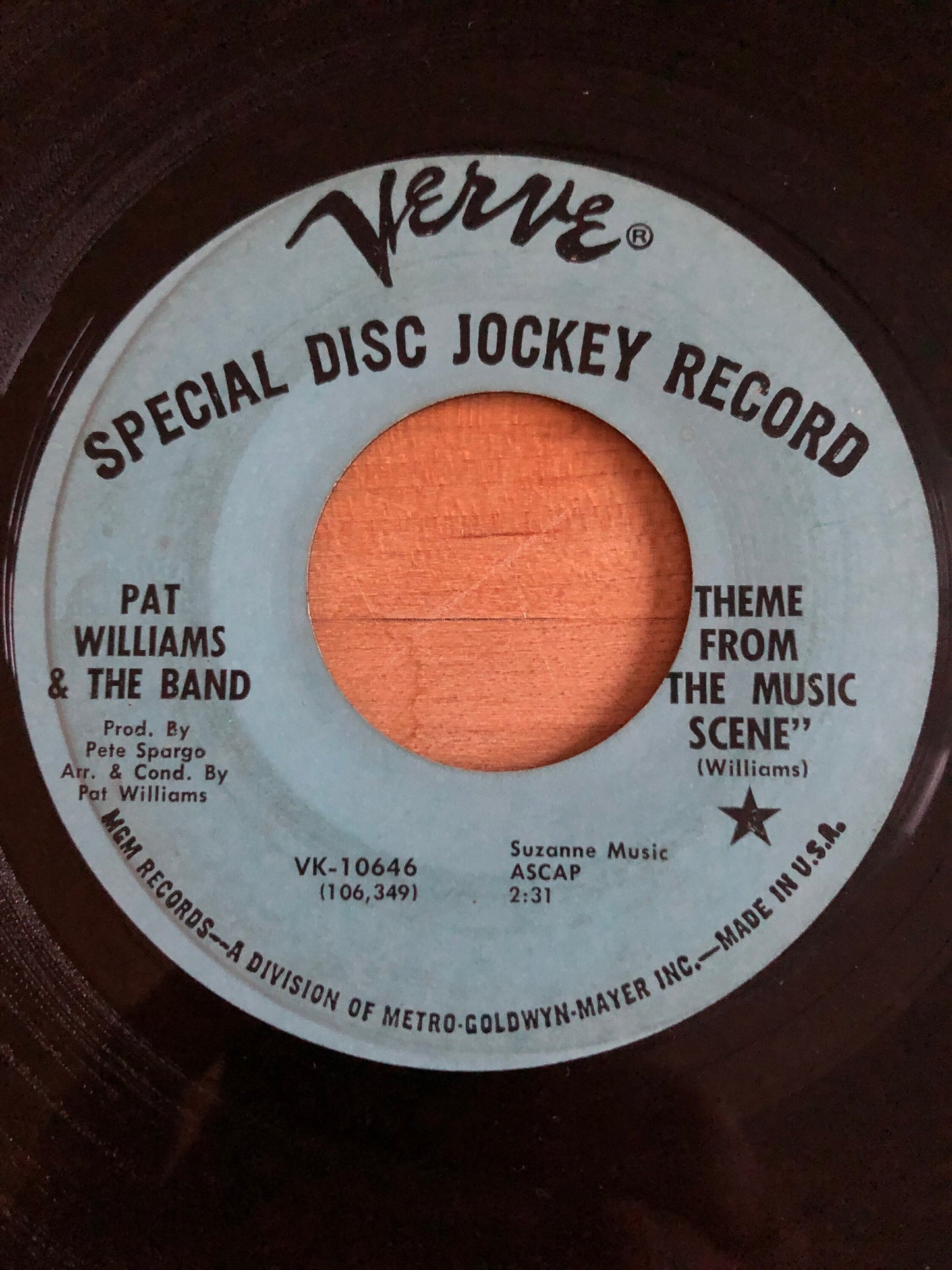 Pat Williams & The Band | Theme From The Music Scene | Don't Leave Me | Vintage 45 rpm | 7" records | VK 10646 PROMO Record | Jazz 45's