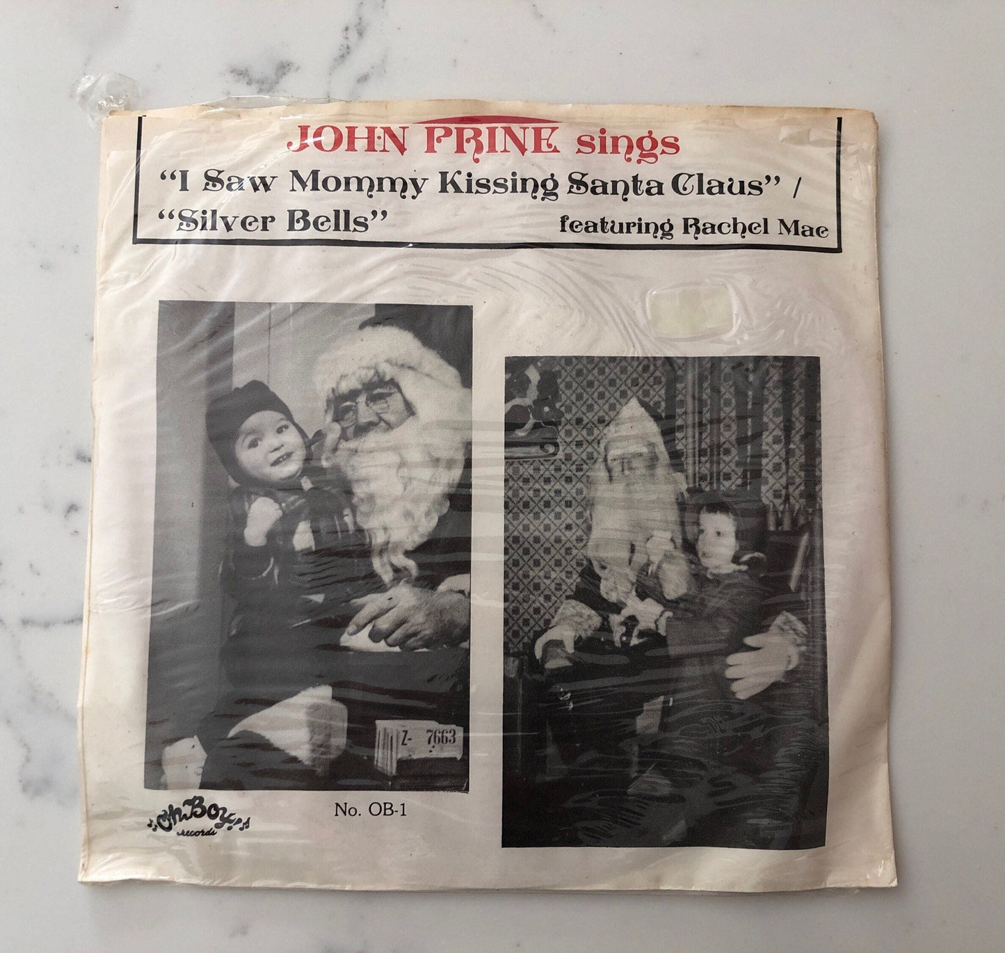 John Prine, I Saw Mommy Kissing Santa Claus, Silver Bells, 80's Folk Records, Rare Records, Red Vinyl, Rachel Mae no OB-1, 7” record