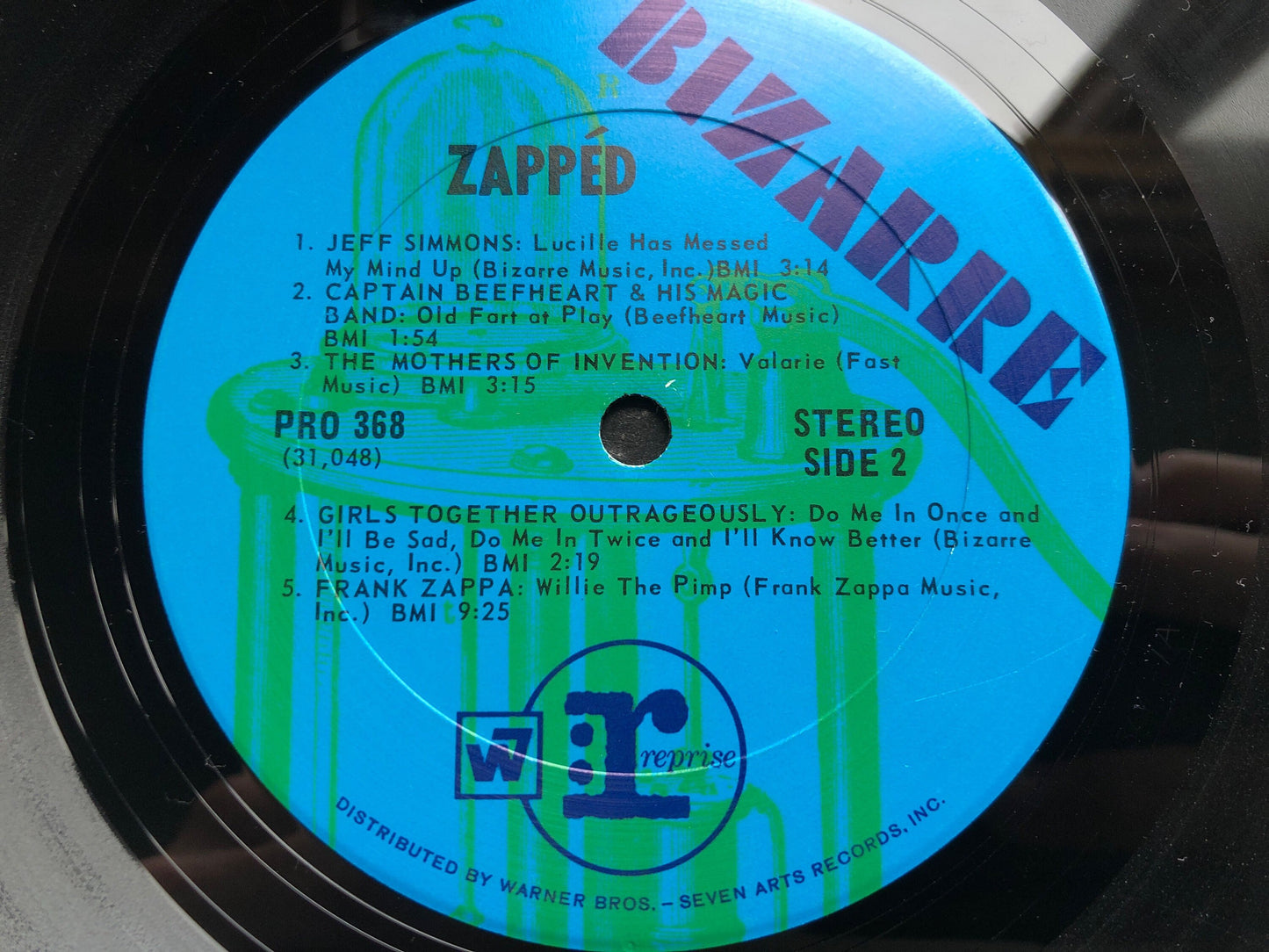 Zapped •  Bizarre Records PRO 368 • Vintage Psych Records • Alice Cooper •  Frank Zappa •  Captain Beefheart •  1970's Psych Records