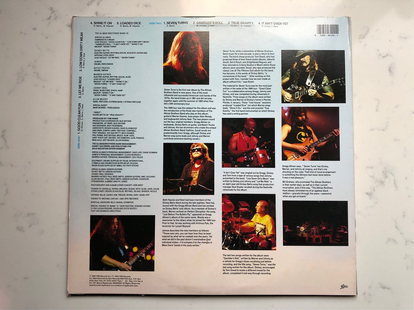 The Allman Brothers Band | Seven Turns | Epic E 46144 1990's Original Allman Brothers Records | Vinyl Record