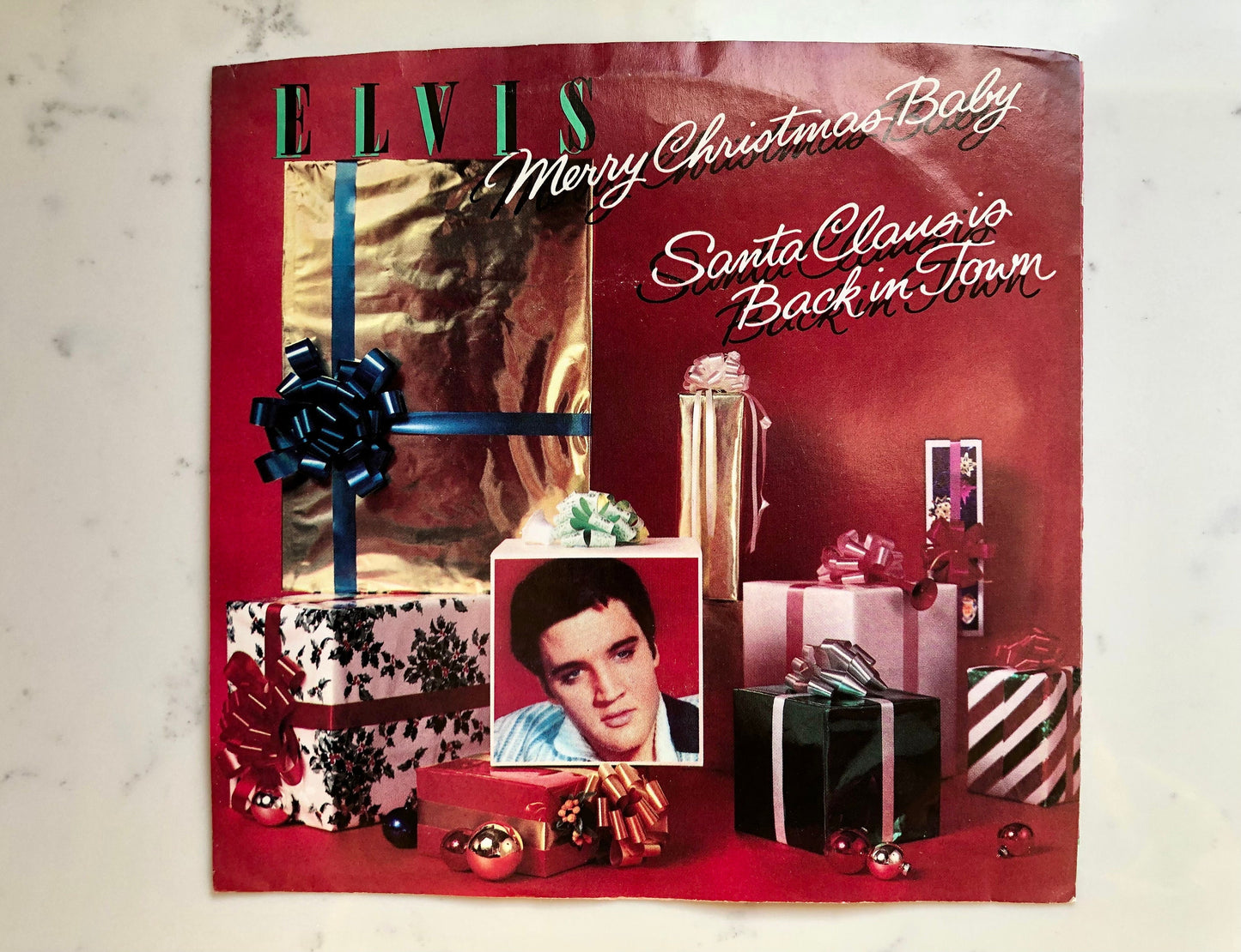 Elvis Presley | Santa Claus Is Back In Town | Merry Christmas Baby | 50th Anniversary | 1985 PB14237 Mono Green Vinyl | Elvis 45’s