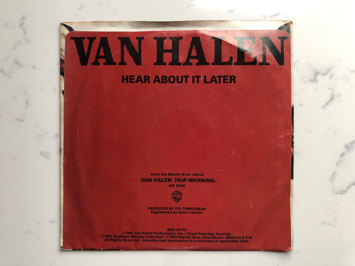 Van Halen So This is Love Stereo/Mono Original Vintage 45 rpm 7" records Original 1981 Vintage Vinyl Warner Brothers WBS 49751 PROMO