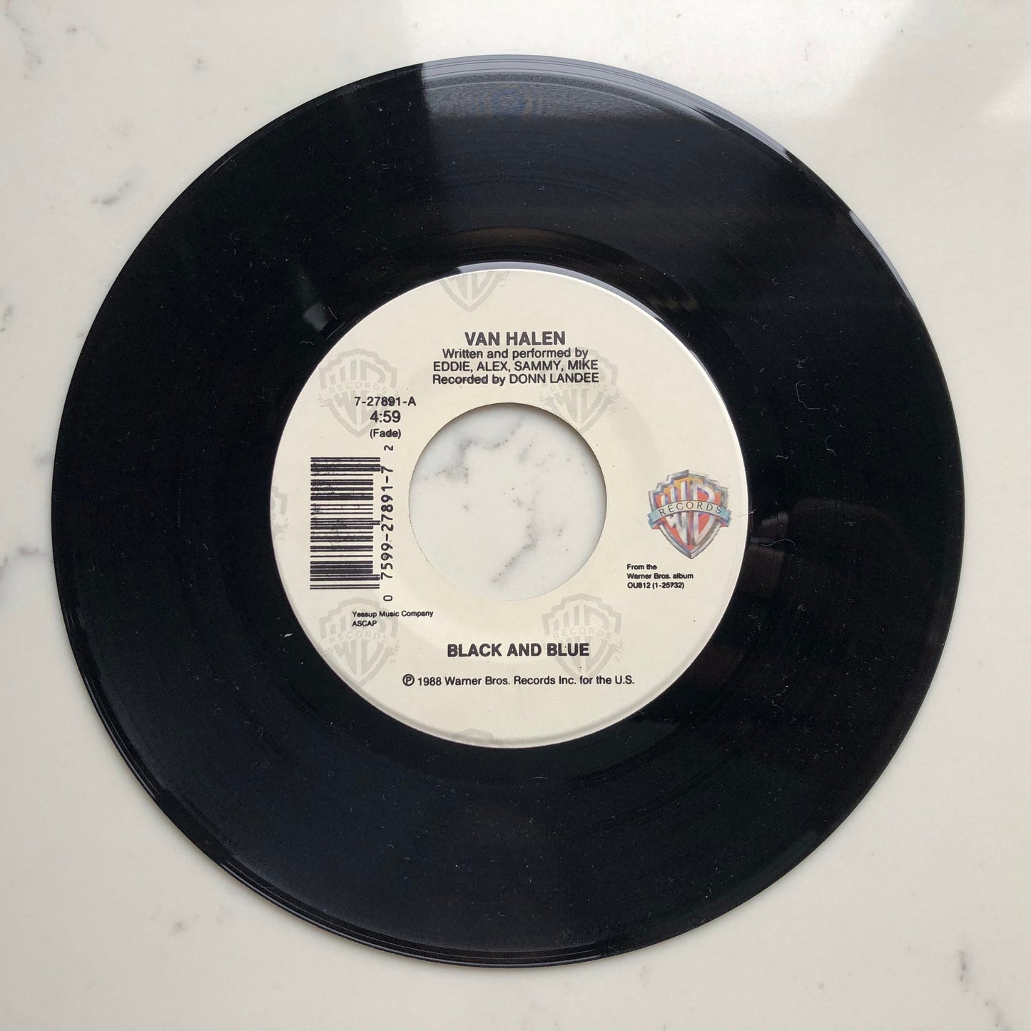 Van Halen Black and Blue, A Apolitical Blues Original Vintage 45 rpm 7" records Original 1988 Vintage Vinyl Warner Bros. Records – 7-27891