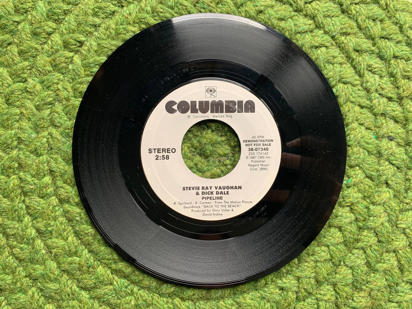 Stevie Ray Vaughan & Dick Dale Pipeline Single 45 Rpm 7" Records PROMO Vintage Vinyl Record