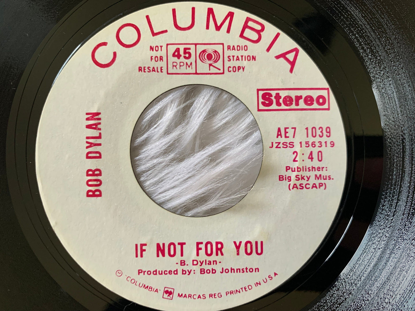 Bob Dylan If Not For You, Tomorrow is a Long Time 1972 Columbia AE7 1039 Vinyl Records 70's Bob Dylan Singles 45 RPM 7" Records PROMO VG++