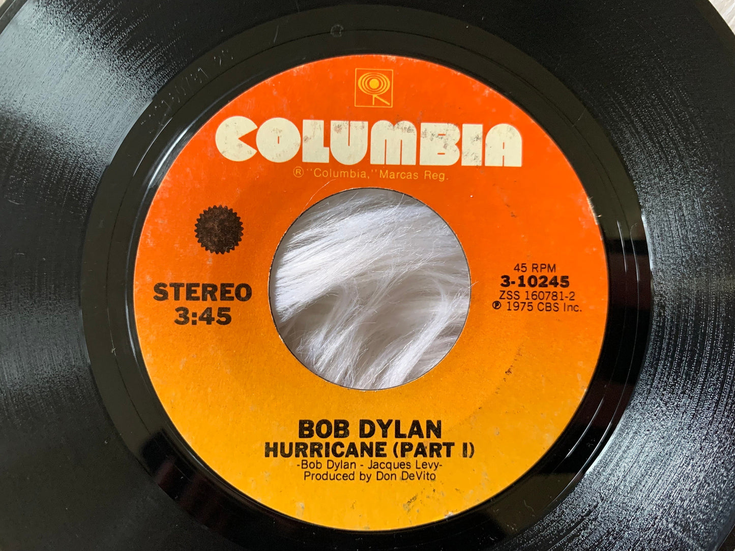Bob Dylan Hurricane (Part I and II) 1975 Columbia 3-10245 Vintage Vinyl Records 70's Bob Dylan Singles 45 RPM 7" Records, Hurricane 1 and 2