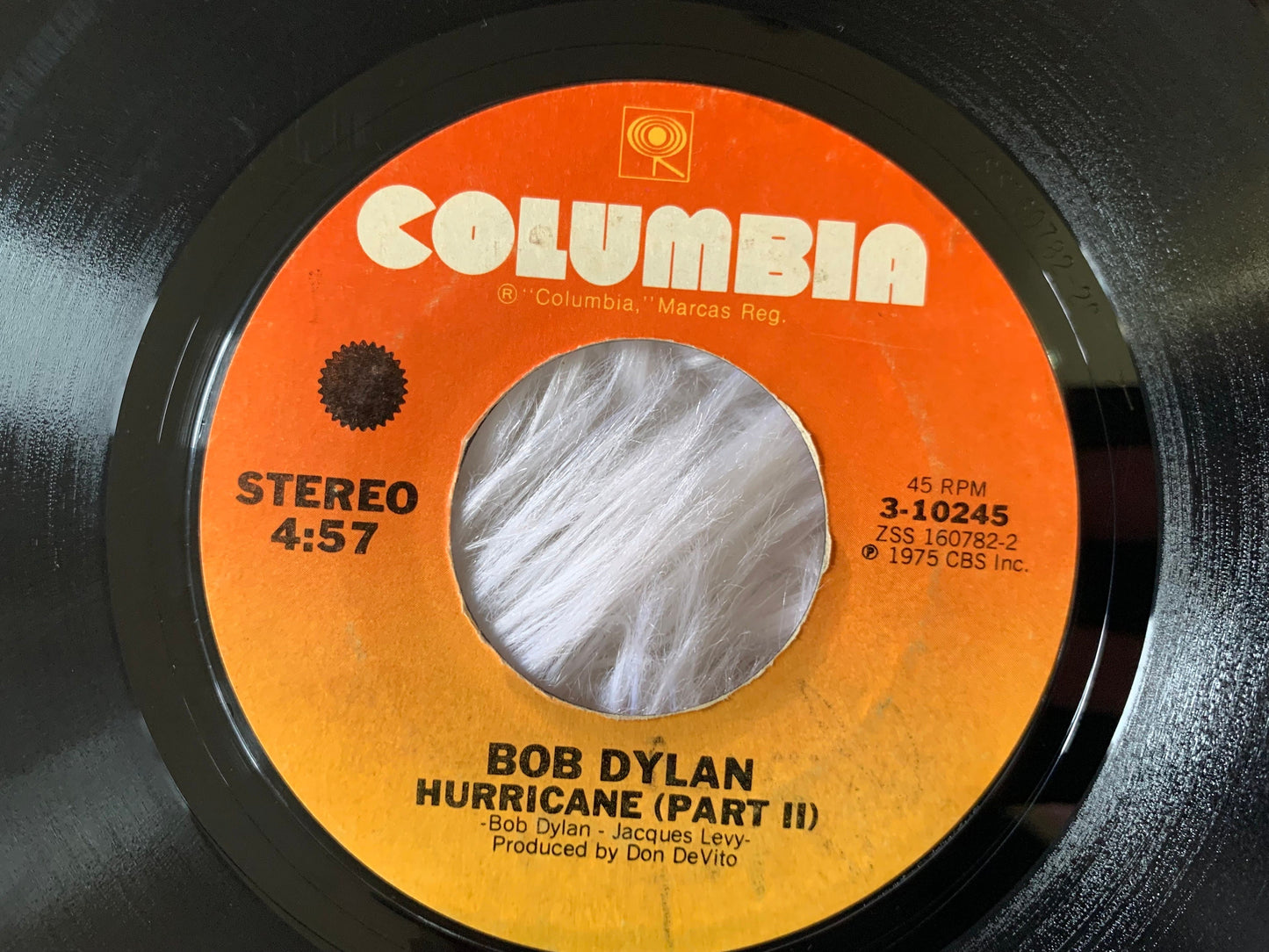 Bob Dylan Hurricane (Part I and II) 1975 Columbia 3-10245 Vintage Vinyl Records 70's Bob Dylan Singles 45 RPM 7" Records, Hurricane 1 and 2