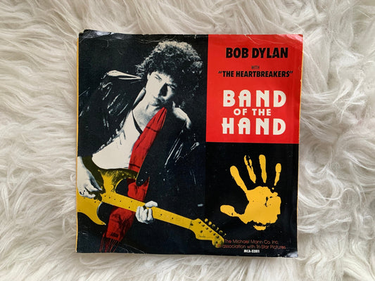 Bob Dylan with The Heartbreakers, Band of the Hand Double A SIde PROMO MCA-52811 Vintage Vinyl 80's Bob Dylan Singles 45 RPM 7" Records